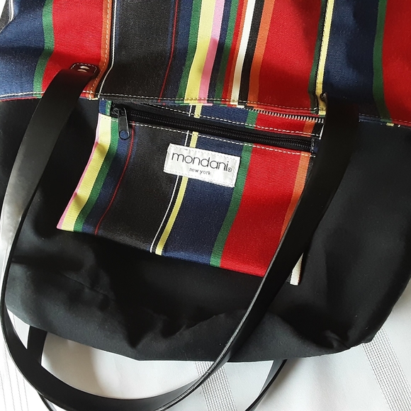 NEW Mondani New York Striped Nylon Tote - Picture 7 of 11